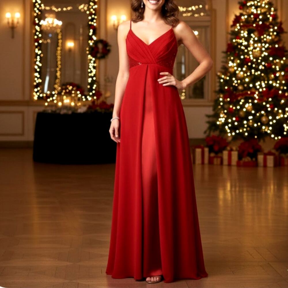Vintage Y2K Satin Evening Gown Bodycon Rhinestone Floor Length Cutout Dress Sexy